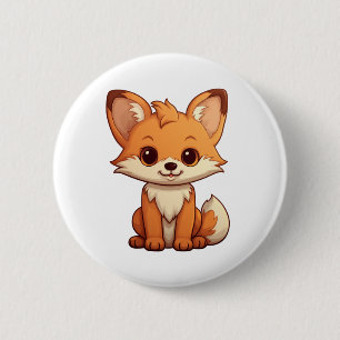 Cartoon fox illustration 2 inch round button