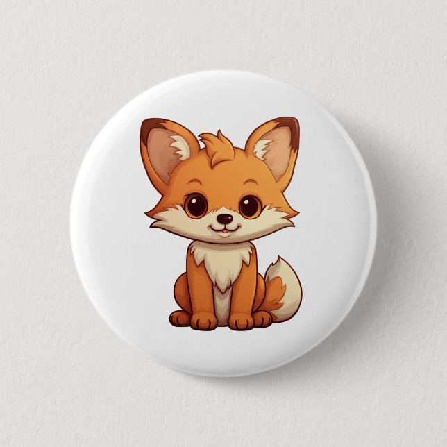 Cartoon fox illustration 2 inch round button (Front)