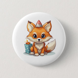 Cartoon fox illustration 2 inch round button