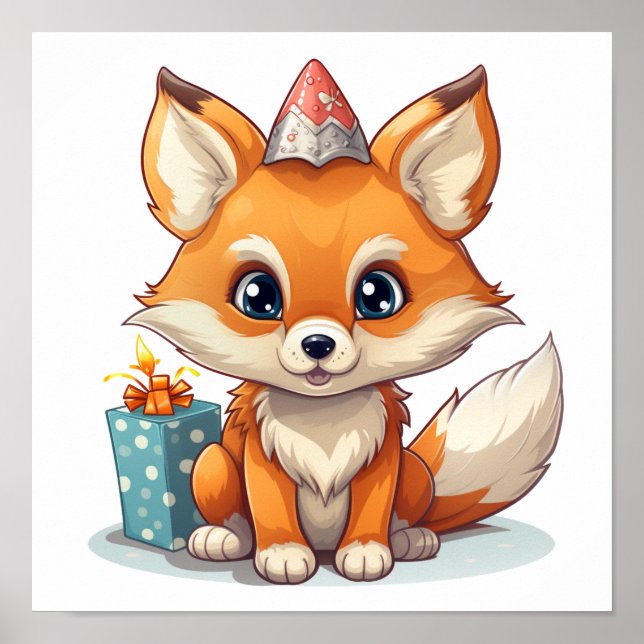 Cartoon fox illustration poster (Front)