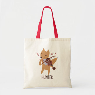 Cartoon Fox Playing Violin Music Woodland Tote Bag