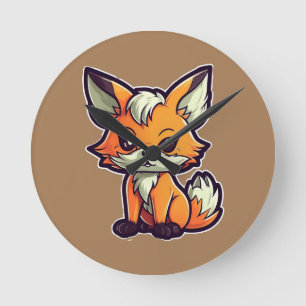 CARTOON FOX ROUND CLOCK