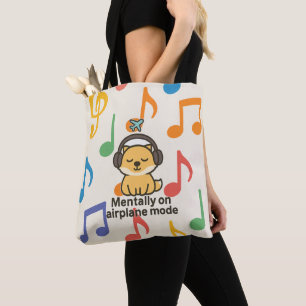 Cartoon Fox Sticker Mentally on Airplane Mode Tote Bag