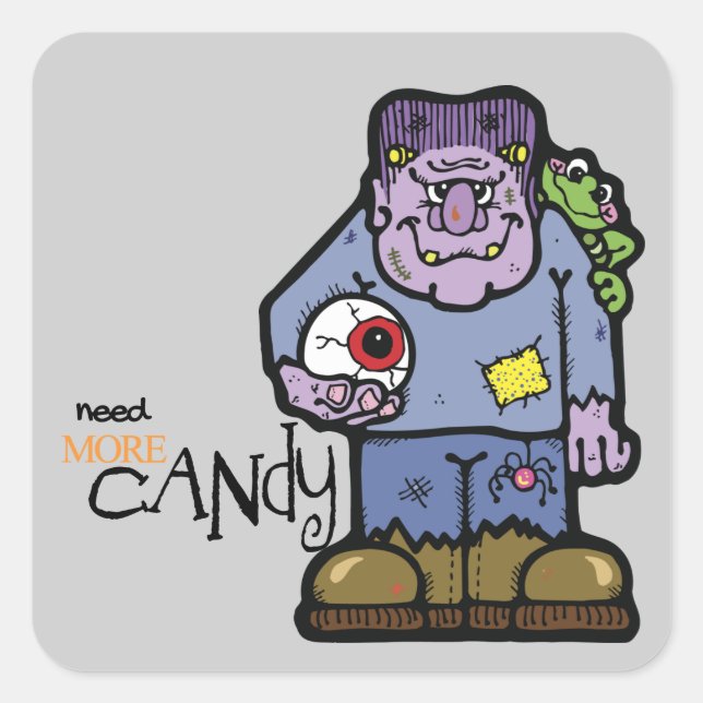 Cartoon Frankenstein Halloween Square Sticker (Front)