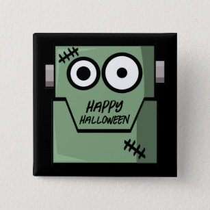 Cartoon Frankenstein's Monster Halloween 2 Inch Square Button