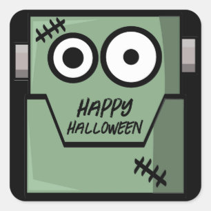 Cartoon Frankenstein's Monster Halloween Square Sticker