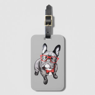 Cartoon French Bulldog Luggage Tag
