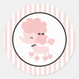 Cartoon French Poodle Classic Round Sticker