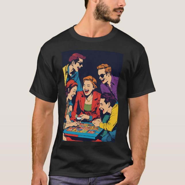 "Cartoon Friends Playing with Cardboard T-Shirt –  (Front)