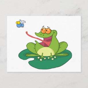 Cartoon Frog Catching Fly Postcard