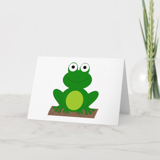 Cartoon frog on a log card (Front)