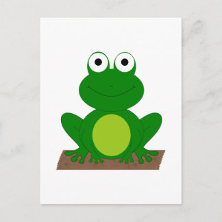 Cartoon frog on a log postcard