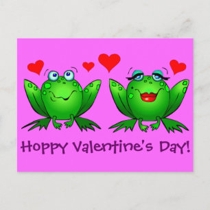 Cartoon Frogs Love Postcard Hoppy Valentines Day