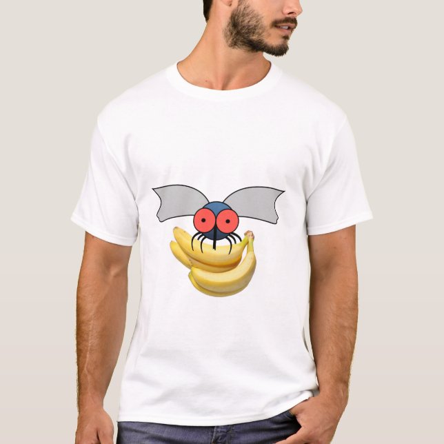 Cartoon Fruit fly with a bunch of banana’s. T-Shirt (Front)