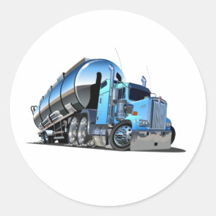 Cartoon fuel truck classic round sticker