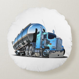 Cartoon fuel truck round pillow