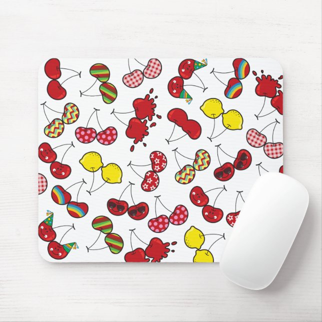 Cartoon Fun Comic Funny Cheeky Red Cherries Cherry Mouse Pad (With Mouse)