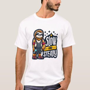 Cartoon Fun Sloth Workout - Slow and Steady T-Shirt