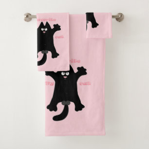 #cartoon #funny # cat throw pillow bath towel set