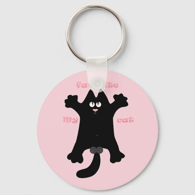 #cartoon #funny # cat throw pillow keychain (Front)