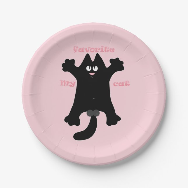 #cartoon #funny # cat throw pillow paper plate (Front)