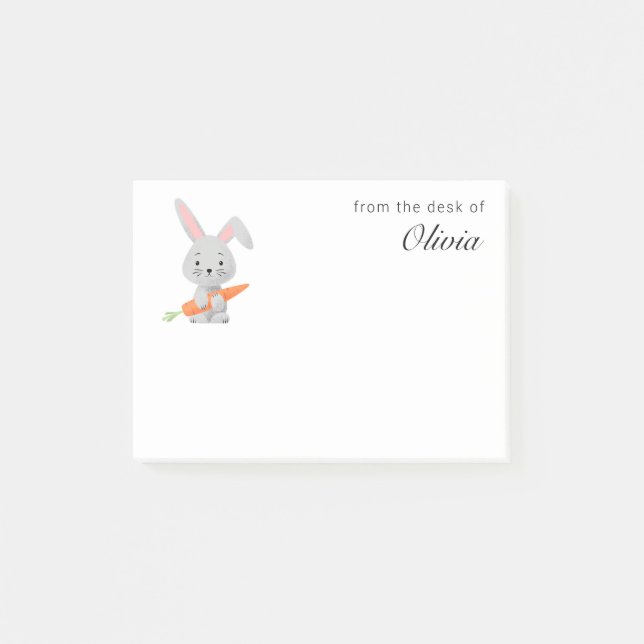 Cartoon Funny Cute Bunny Rabbit Carrot Post-it Notes (Front)