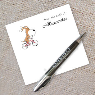 Cartoon Funny Cute Dog Puppy Riding Bicycle Post-it Notes