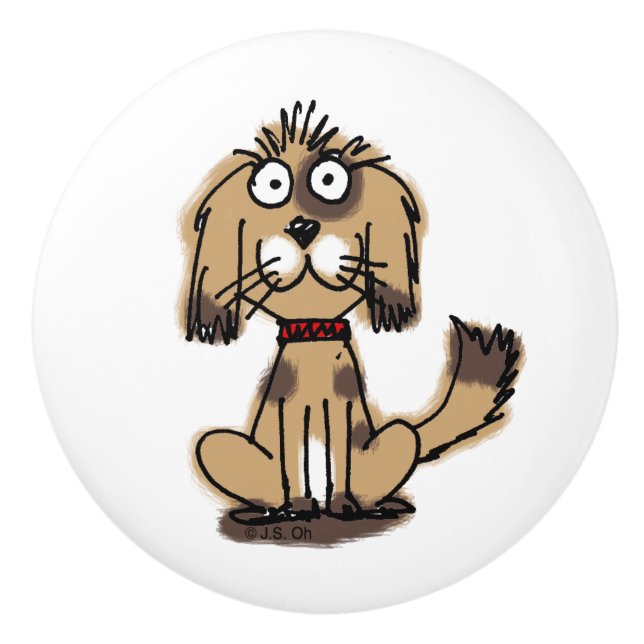 cartoon funny dog ceramic knob (Front)