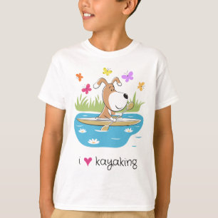 Cartoon Funny Dog Kayaking Kayak Water Sport Boys' T-Shirt