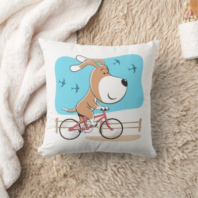 Cartoon Funny Dog Puppy Biking Bicycle Sport