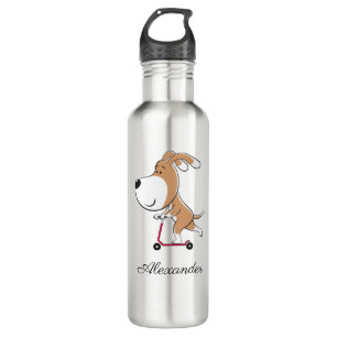 Cartoon Funny Dog Puppy Kick Scooter Back School 5 710 Ml Water Bottle
