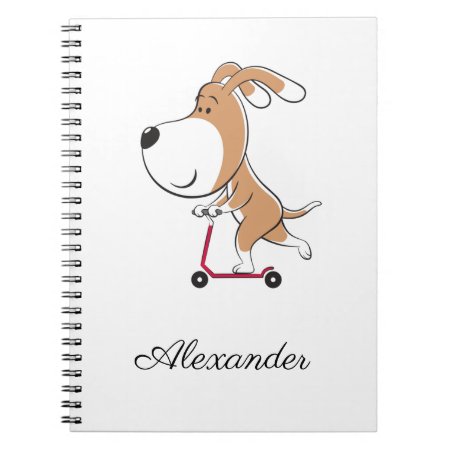 Cartoon Funny Dog Puppy Kick Scooter Back School