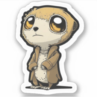 Cartoon Funny Meerkat in a coat Sticker