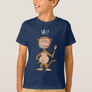 Cartoon funny monkey (Hi! & Bye!) T-Shirt