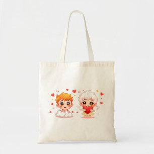 Cartoon funny playing angels for love you tote bag
