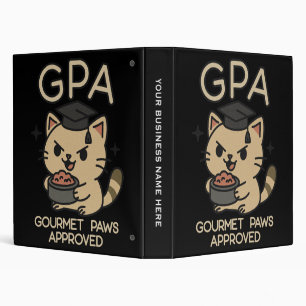 Cartoon Funny Scholar Cat Tuna Paws Binder