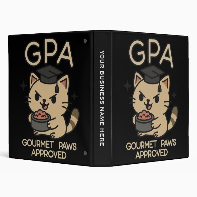 Cartoon Funny Scholar Cat Tuna Paws Binder (Background)