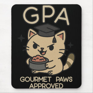 Cartoon Funny Scholar Cat Tuna Paws Mouse Pad