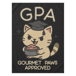 Cartoon Funny Scholar Cat Tuna Paws Tablecloth