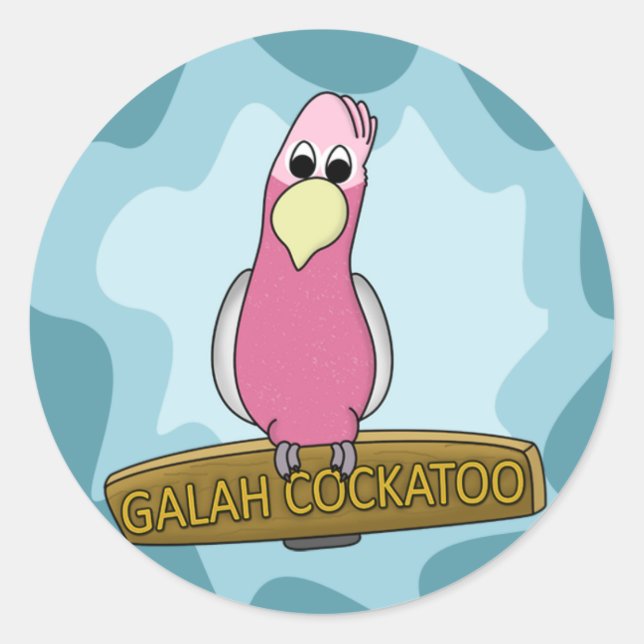 Cartoon Galah Cockatoo Classic Round Sticker (Front)