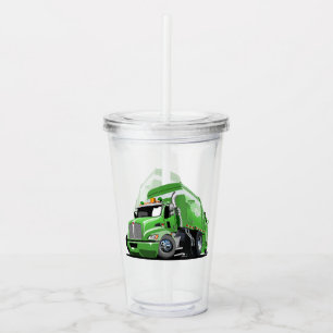 Cartoon garbage truck acrylic tumbler