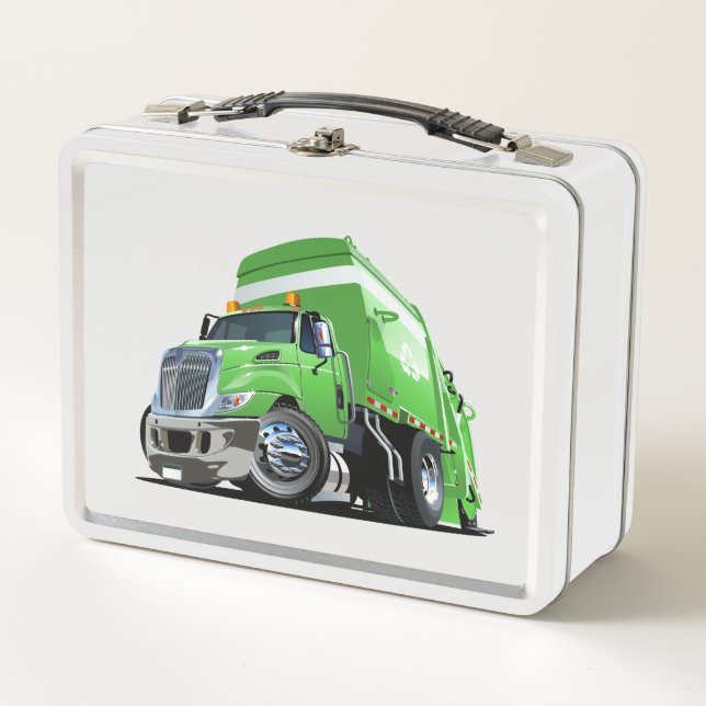 Cartoon garbage truck metal lunch box (Front)
