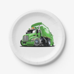 Cartoon garbage truck paper plate