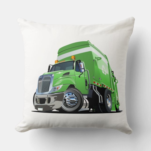 Cartoon garbage truck throw pillow (Front)