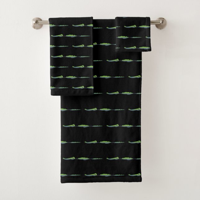 Cartoon Gator Farm Pattern Bath Towel Set (Insitu)