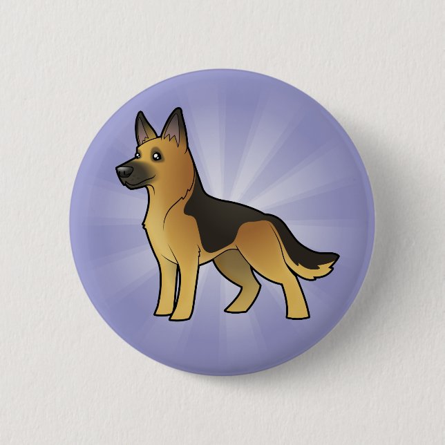 Cartoon German Shepherd 2 Inch Round Button (Front)
