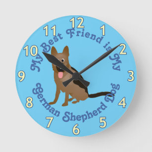 Cartoon German Shepherd Dog 2 Round Clock