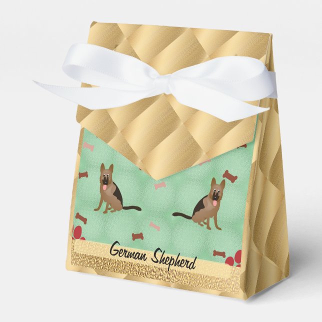 Cartoon German Shepherd Dog Favor Box (Front Side)