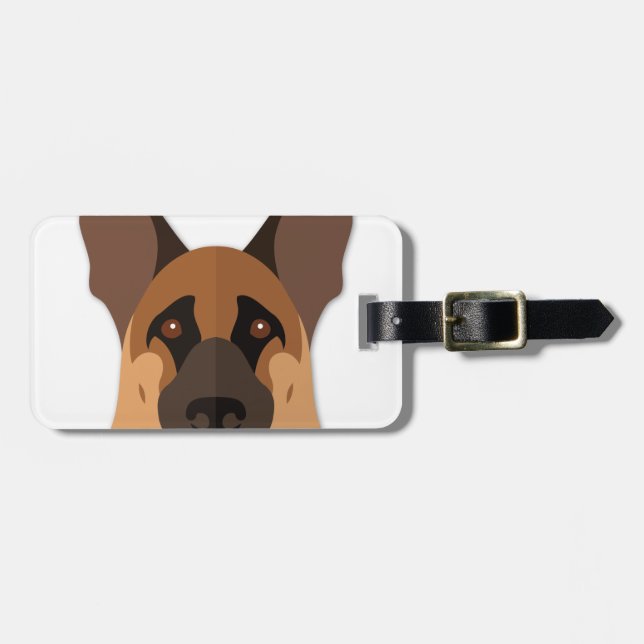 Cartoon German Shepherd Head Luggage Tag (Front Horizontal)