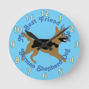 Cartoon German Shepherd Running Round Clock